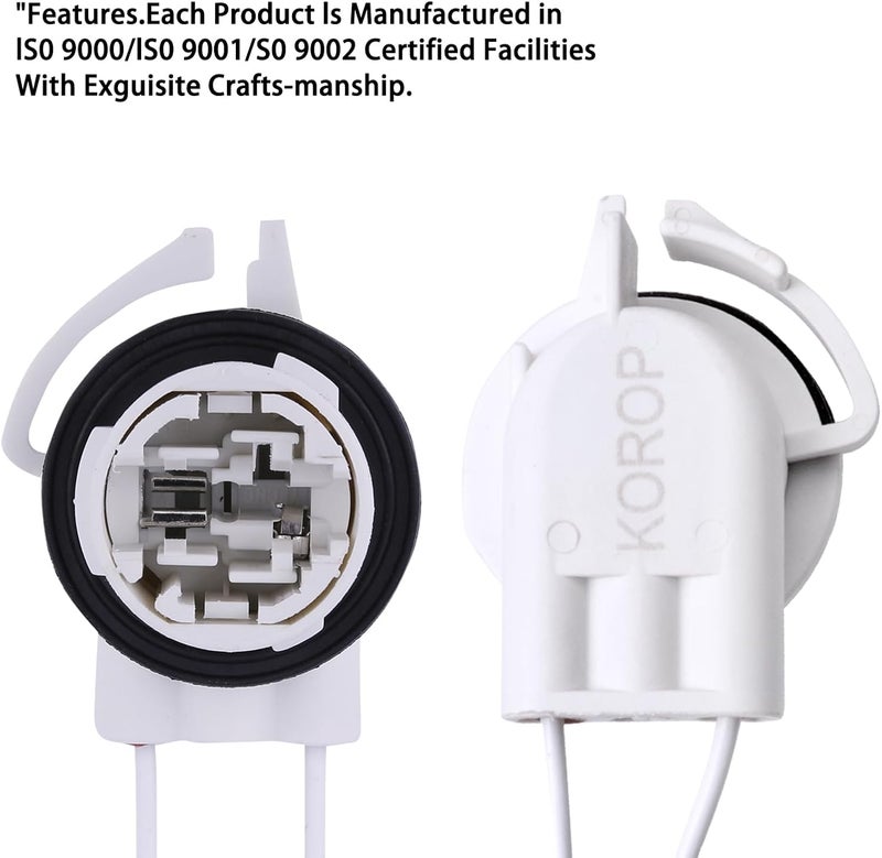 KOROP Light Socket Wire Harness Pigtail Repair Kit (2pcs) LED/Standard, Bulbs# 4114,4157,3157,Replaces# 19258649, LS94,645-607,Daytime Running Light Socket,Turn Signal Lamp Socket,Brake Light Socket - Image 4